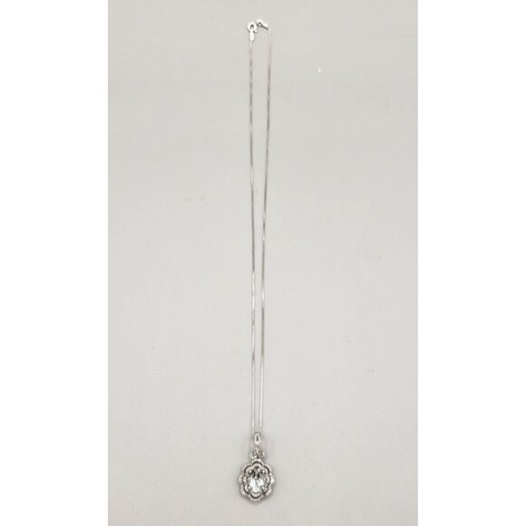 White Topaz Sterling Silver 925 Detachable Pendant Raised Layered 3D Blingy - Picture 3 of 11